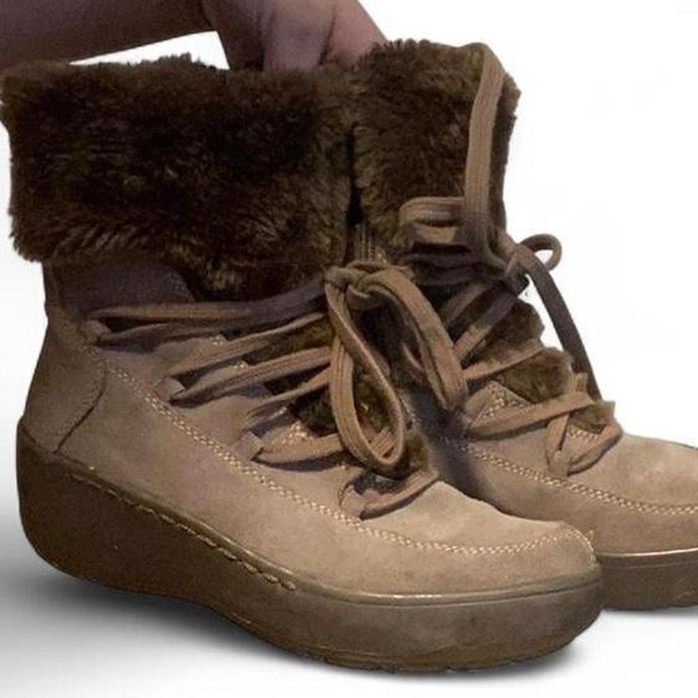 BareTraps Brown Faux-Fur Lace-Up Ankle Booties
